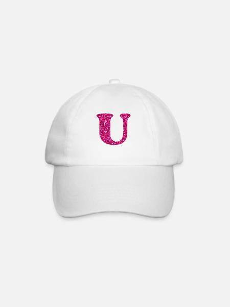 Glitzer rosa u Buchstabe - Baseballkappe - Weiß/Weiß