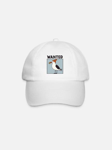 Wanted Poster Nordsee Bandit Möwe m. Mütze gesucht - Baseballkappe - Weiß/Weiß