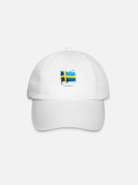 Sverige Sweden Flag Schweden Flagge - Baseballkappe - Weiß/Weiß