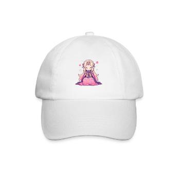Süße Chibi Prinzessin - Niedliches Märchen-Design - Baseballkappe - Weiß/Weiß - Vorne