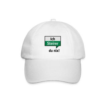 Ich Steirer – du nix - Baseballkappe - Weiß/Weiß - Vorne