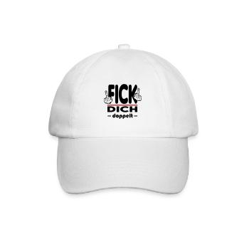 Fick Dich doppelt Mittelfinger Fuck Off Sprüche - Baseballkappe - Weiß/Weiß - Vorne