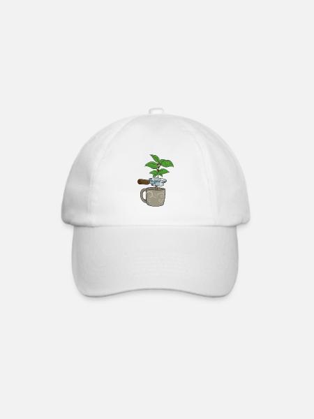 Kaffeemaschine Bohne Pflanze Kaffee Heiß Geschenk - Baseballkappe - Weiß/Weiß