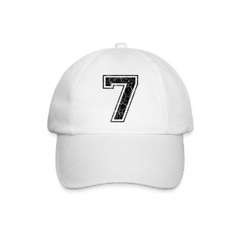 7_seven_sieben_black_schwarz (de) - Baseballkappe - Weiß/Weiß - Vorne