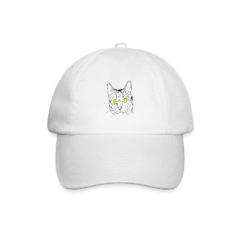 Katze,Kater,Katzenliebhaber, Katzenkopf,Katzenauge - Baseballkappe - Weiß/Weiß - Vorne