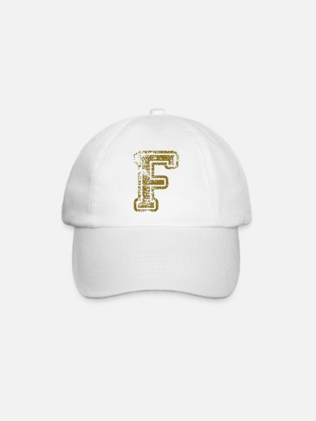 F - Buchstabe - Baseballkappe - Weiß/Weiß