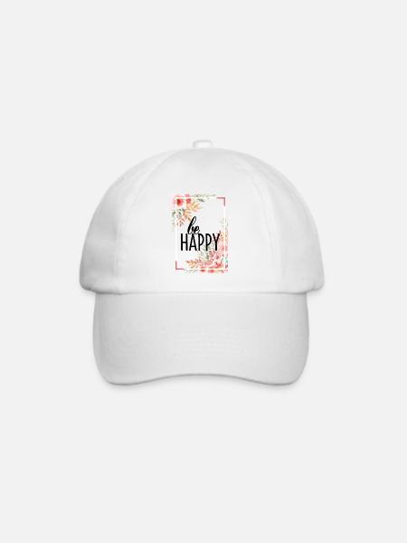 BE HAPPY - Baseballkappe - Weiß/Weiß