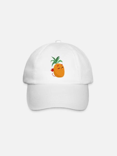 Süßer Teufels-Ananas – Kleiner Fruchtdämon - Baseballkappe - Weiß/Weiß