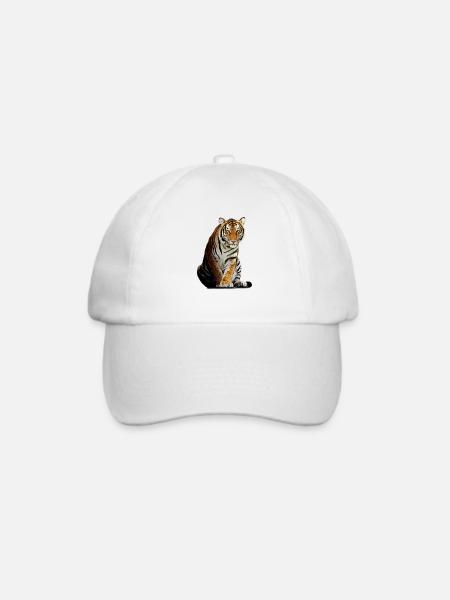Majestätischer Tiger Im Fokus - Baseballkappe - Weiß/Weiß