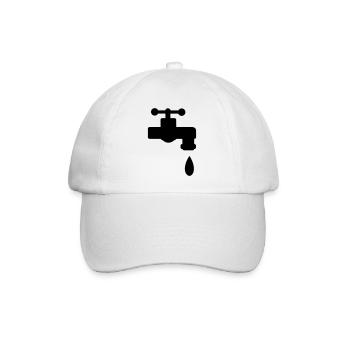 Wasserhahn Wasser Geschenk - Baseballkappe - Weiß/Weiß - Vorne