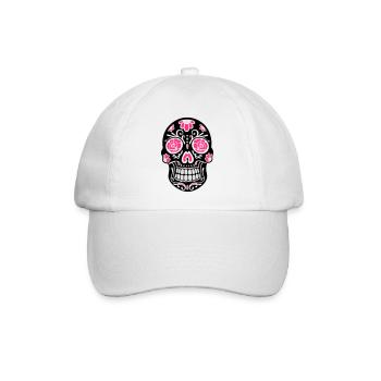 Totenkopf, Totenschädel, sugar skull - Baseballkappe - Weiß/Weiß - Vorne