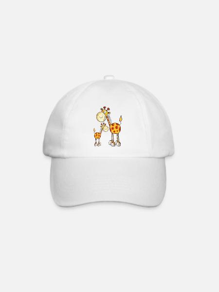 Giraffen Familie - Giraffe - Baby - Comic - Baseballkappe - Weiß/Weiß