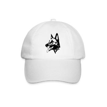 Malinois Kopf - Baseballkappe - Weiß/Weiß - Vorne