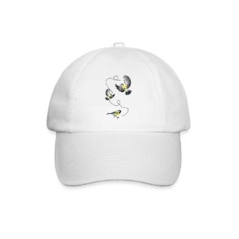 Drei Kohlmeisen, Vögel, fliegen - Baseballkappe - Weiß/Weiß - Vorne