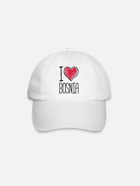 i love bosnia design - Baseballkappe - Weiß/Weiß