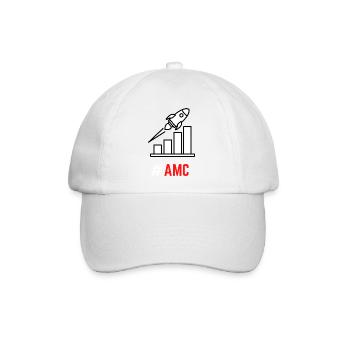 AMC - WSB - Wallstreet Bets - Reddit - GME - Baseballkappe - Weiß/Weiß - Vorne