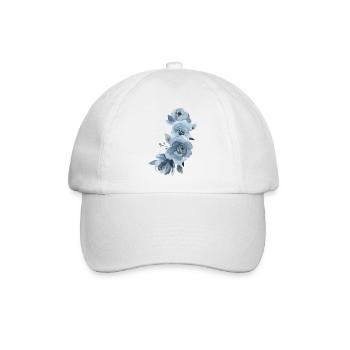 Blaue Blumen - Baseballkappe - Weiß/Weiß - Vorne
