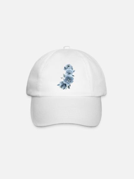 Blaue Blumen - Baseballkappe - Weiß/Weiß