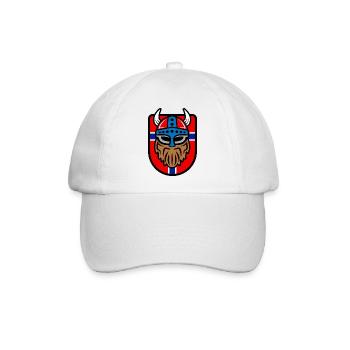 Cooler Wikinger Logo mit Norwegischer Flagge - Baseballkappe - Weiß/Weiß - Vorne