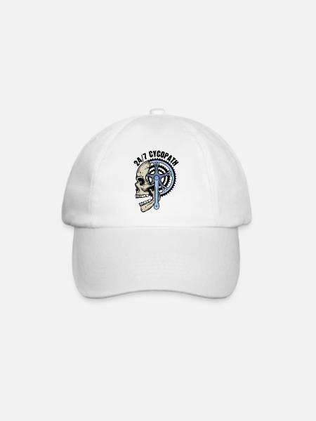 Totenkopf Kurbel Fahrrad Biker Statement - Baseballkappe - Weiß/Weiß