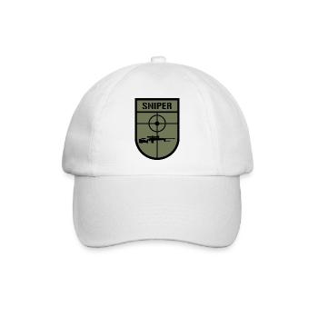 SNIPER Abzeichen Aufnäher mit Scharfschützengewehr - Baseballkappe - Weiß/Weiß - Vorne