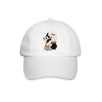 Halloween Hexe Pin Up Vintage Retro - Baseballkappe - Weiß/Weiß - Vorne