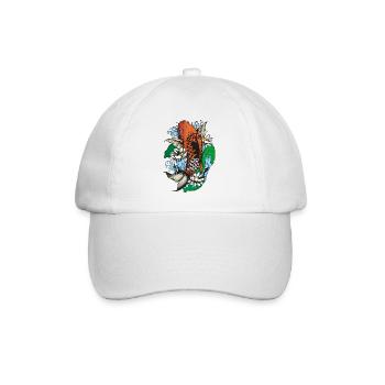 Koi mit Seerosen - Baseballkappe - Weiß/Weiß - Vorne