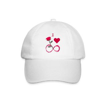 I love unendlich mit Rose - Baseballkappe - Weiß/Weiß - Vorne