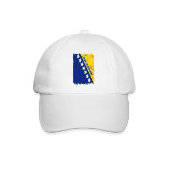Bosnien und Herzegowina Flagge - Baseballkappe - Weiß/Weiß - Vorne