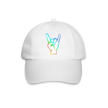 Hand mit Rock- Metal -Satan Symbol bunt - Baseballkappe - Weiß/Weiß - Vorne