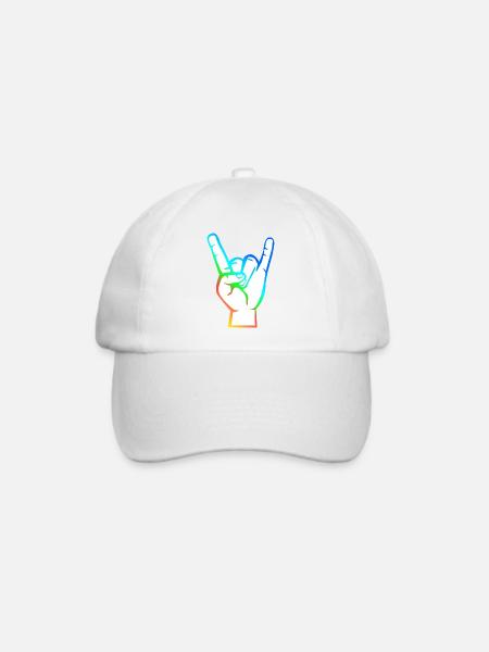 Hand mit Rock- Metal -Satan Symbol bunt - Baseballkappe - Weiß/Weiß