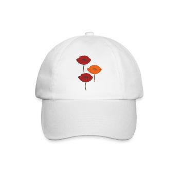 mohnblumen und orange - Baseballkappe - Weiß/Weiß - Vorne