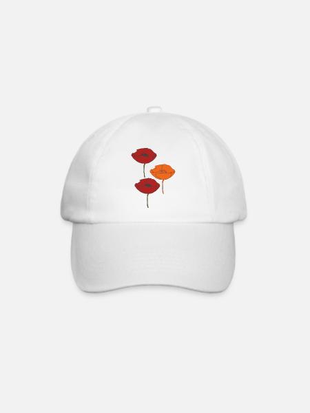 mohnblumen und orange - Baseballkappe - Weiß/Weiß