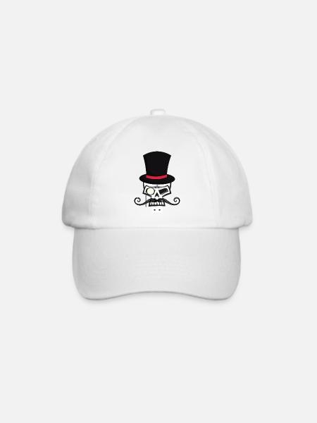 Skullheadwith beard and hat - Baseballkappe - Weiß/Weiß