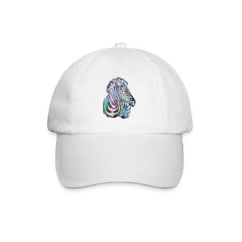Buntes Zebra in Aquarell - Baseballkappe - Weiß/Weiß - Vorne