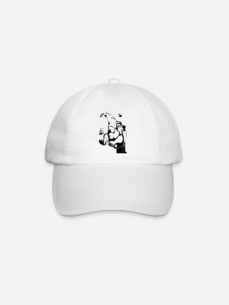 Bär jagt Lachs Fisch schwarzes Original Design - Baseballkappe - Weiß/Weiß