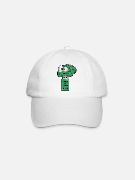 Gehirn USB Stick - Baseballkappe - Weiß/Weiß