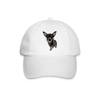 Chihuahua-Illustration auf Textil - Baseballkappe - Weiß/Weiß - Vorne