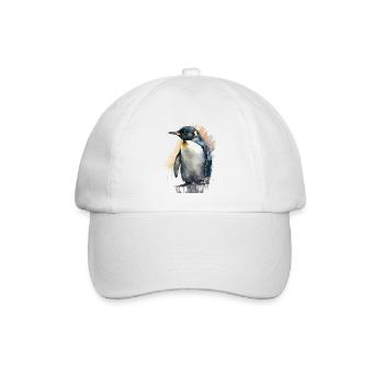 Pinguin Aquarell Wasserfarben Gemälde - Baseballkappe - Weiß/Weiß - Vorne