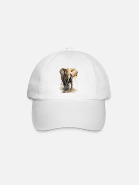 Süßer Kleiner Elefant Aquarell - Baseballkappe - Weiß/Weiß