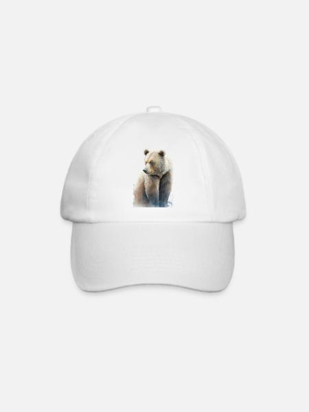 Grizzly Bär Aquarell Wasserfarben - Baseballkappe - Weiß/Weiß