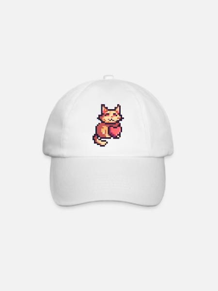 Pixelart, Cat with Heart - Baseballkappe - Weiß/Weiß