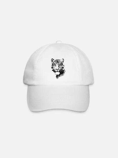 Tiger schwarz weiß - Baseballkappe - Weiß/Weiß