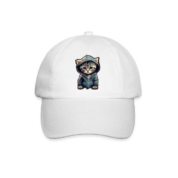 Babykatze mit Hoodie - Baseballkappe - Weiß/Weiß - Vorne