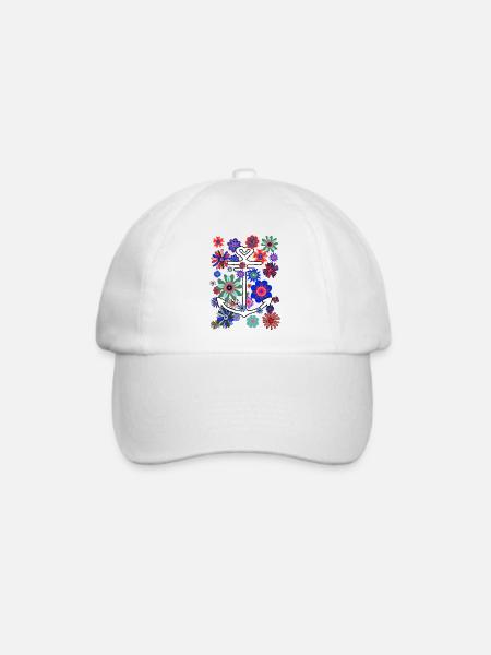 Anker Hoffnung Flower Power Peace Blumen - Baseballkappe - Weiß/Weiß