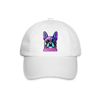 Glücklicher Hund. Glückliche Hunde. Französische Bulldogge - Baseballkappe - Weiß/Weiß - Vorne