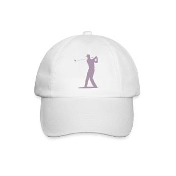 Golfer Abschlag Silhouette - Herren Design - Baseballkappe - Weiß/Weiß - Vorne
