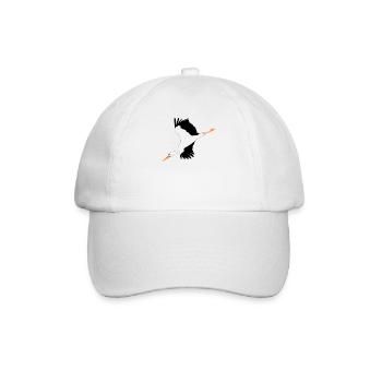 Storch, schwarz-weiß - Baseballkappe - Weiß/Weiß - Vorne