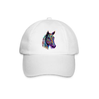 happy show jumping thelwell joke thoroughbred gift - Baseballkappe - Weiß/Weiß - Vorne