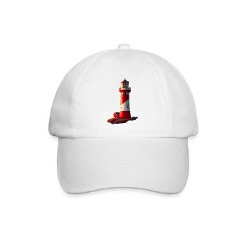 Der Leuchtturm ragt hoch über die steilen Klippen - Baseballkappe - Weiß/Weiß - Vorne